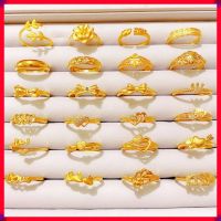 50 Designs Fashion Jewelry Accessories 18k Saudi Gold Plated Korean Adjustable Rings for Women Birthday Wedding Best Ring Gift