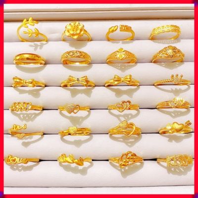 50 Designs Fashion Jewelry Accessories 18k Saudi Gold Plated Korean Adjustable Rings for Women Birthday Wedding Best Ring Gift