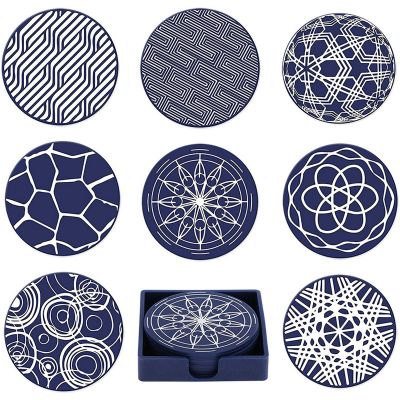 Drink Coaster, Silicone Coaster 8-Piece Set with Bracket, Suitable for Bar, Table Decoration, Protect Desktop