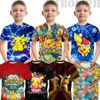 3-13 Years Old  GO Cute Pikachu T Shirt For Kids Girl and Boy Cartoon Summer Short Sleeve Tops Tee