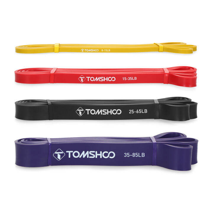 tomshoo-4pcs-pull-up-assist-bands-ชุดวงแหวนกันความต้านทาน-powerlifting-ออกกำลังกายยางยืดออกกำลังแบบแผ่นพร้อมกระเป๋าใส่โน๊ตบุ๊คแบบพกพา