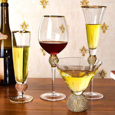 ทองขอบถ้วยแก้วไวน์แดงค๊อกเทลแชมเปญวิสกี้แก้วเครื่องดื่มถ้วยบาร์พรรค G Oblet อุปกรณ์จัดงานแต่งงานของขวัญ