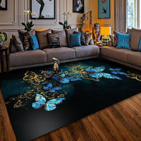 Beautiful Butterfly Pop Art Decoration Car Butterfly Pattern Square Flannel Rug Modern Home Living Room Floor Mat