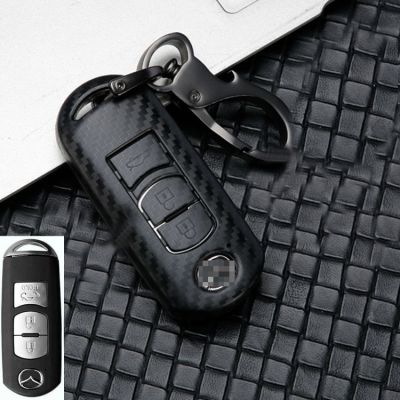 กุญแจหุ้มกุญแจรถคาร์บอนเคสสำหรับ Mazda 2 3 6 Axela Atenza CX-5 CX5 CX-3 CX-7 CX8 CX-9 2016 2017 2018สมาร์ท2/3ปุ่มถุงอัตโนมัติ