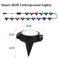 【LZ】▤ﺴ  12v rgb 15 lâmpadas 10m luzes da corda à terra à prova dwaterproof água app controle ao ar livre passarela spotlight enterrado gramado lâmpadas decoração do jardim