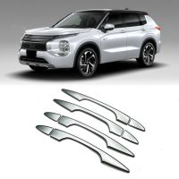 ABS 8ชิ้นฝาครอบด้านบนมือจับประตูด้านข้างรถโครเมี่ยมสำหรับ Mitsubishi Outlander 2022อะไหล่ทดแทนอัตโนมัติฝาครอบมือจับประตูด้านนอก