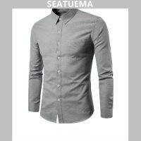 SEATUEMA เสื้อเชิ้ตแขนยาวของผู้ชาย,เสื้อลำลองผู้ชายฤดูร้อน