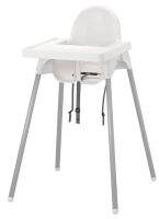 ANTILOP Highchair with tray, white/silver-colour  (เก้าอี้สูงพร้อมถาดวางอาหาร, สีเงิน ขาว, สีเงิน)