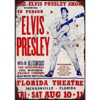 Elvis Presley คอนเสิร์ตฟลอริด้าโรงละครโลหะแขวนผนังดีบุกวินเทจโล่ศิลปะโปสเตอร์ภาพวาดดาราที่ระลึก