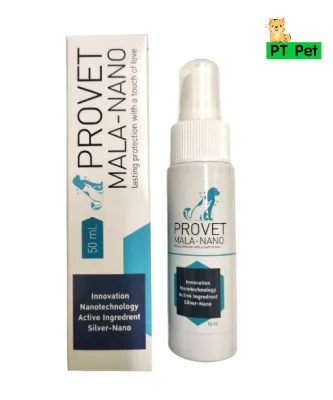 PROVET MALA-NANO  Spray สเปรย์นาโนรักษาแผลสัตว์เลี้ยง สูตรซิลเวอร์นาโน ขนาด 50 ml.  1 ขวด  EXP. 13/05/2025
