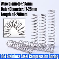 1/10PC 1.5mm Wire Diameter Compression Spring 304 Stainless Steel Pressure Spring Return Spring 17-25mmOutside Diameter L=10-200 Coil Springs