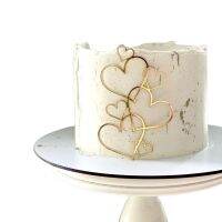 New Gold Love Shape Wedding Cake Topper Gold Heart Acrylic Cake Topper for Anniversary Wedding Birthday Party Cake Decorations