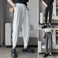 กางเกงขายาว Harlan premium drape trend Korean version mens กางเกงชิโน trousers casual small foot slim trousers zipper new summer A079