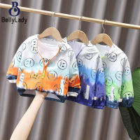 Boys Hooded Jacket Fashionable Smiley Printing Long Sleeves Zipper Coat For 1-5 Years Old Kids【fast】