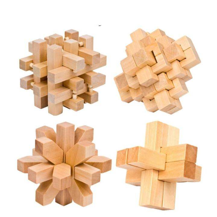 Design IQ Brain Teaser Wood Lock Wooden Interlocking Burr 3D Puzzles ...