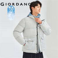 GIORDANO Men Down Jackets Stand Collar 90% White Duck Down Jackets Machine Washable Flap Pockets Waterproof Jackets 01071696