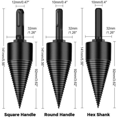 HH-DDPJ3pcs Removable Firewood Log Splitter Drill Bit Wood Splitter Drill Bits High Speed Twist Drill Bit Wood Drill For Woodworking