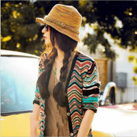 Korean Style Women Straw Panama Cap Girl Bohemian Dress Hat Summer Outdoor Outing Fishing Breathable Sun Cap