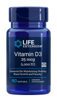 Life Extension  Vitamin D3  25 mcg (1000 IU) / 90 Softgels