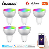 Tuya 5W Zigbee 3.0 Smart Light Bulb Gu10 LED RGB Lamp Work With Alice Alexa Home 85-265V RGBCW Dimmable Timer Function