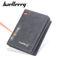 2023 Baellerry Short Men Wallets Name Engraved Coin Pocket Zipper Card Holder Luxury Male Purses Photo Holder Brand Men Wallet