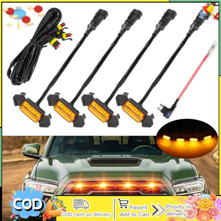 4 Pieces LED Front Grille Light Assemblies With Wiring Harness Fuse 12 ...