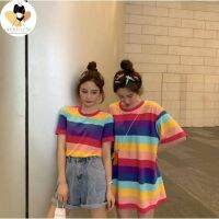 Lifestyle.59-?OversizeT-shirtsCouplerRainbow เสื้อสายรุ้งเป็นแบบสุ่มสีๆ  สวยไม่หลุดเทรนด์ น่ารักสดใส พร้อมส่ง # 9585