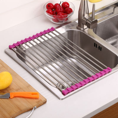 Stainless Steel Tableware Drying Rack Foldable Multifunctional Anti-Rust Dishwasher Kitchen Shelf Drain Rack Above The Sink