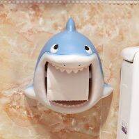 Kawaii Shark Toilet Paper Holder Decorative Wall Mounted Roll Paper Towel Holder Rack Bathroom Decor Wc Accessories Punch Free Toilet Roll Holders