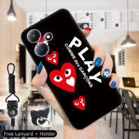 เคส PMP สำหรับ Infinix 30 30i 30 Play (แหวนใส่นิ้ว + เชือกเส้นเล็ก) ที่นิยมแบรนด์ CDG Play Rei Kawakubo เคสโทรศัพท์ซิลิโคนนิ่มบางสัญลักษณ์รูปหัวใจสีแดง