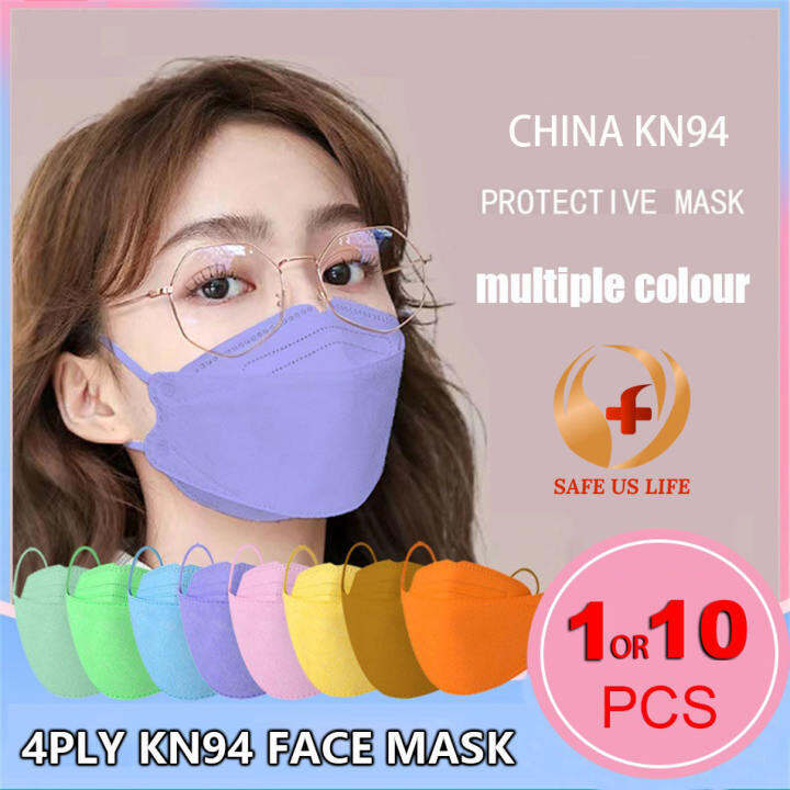 Diya 10PCS Mask KF94 Face Mask 4 Layer Nonwoven Protection Filter 3D