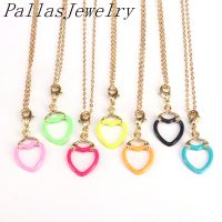 5Pcs 2020 New Mix Color Enamel Heart Pendant Boho Necklaces For Women Girls Fashion Jewelry