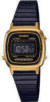 ของแท้100% คาสิโอ นาฬิกาข้อมือ Casio Standard รุ่น LA670WEGB-1B สายสแตนเลส สีดำ ทอง ประกัน1ปี ร้าน Time4You T4U