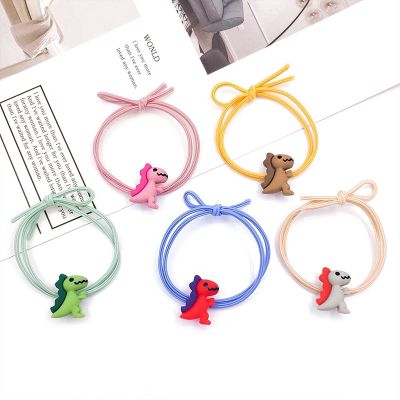 Cute Small Dinosaur Elastic Hair Band Child Baby Hair Ring Candy Color Headwear Simple Sweet Color Rubber Dinosaur Hair Rope Small Fresh Hair Rope Rubber Band
