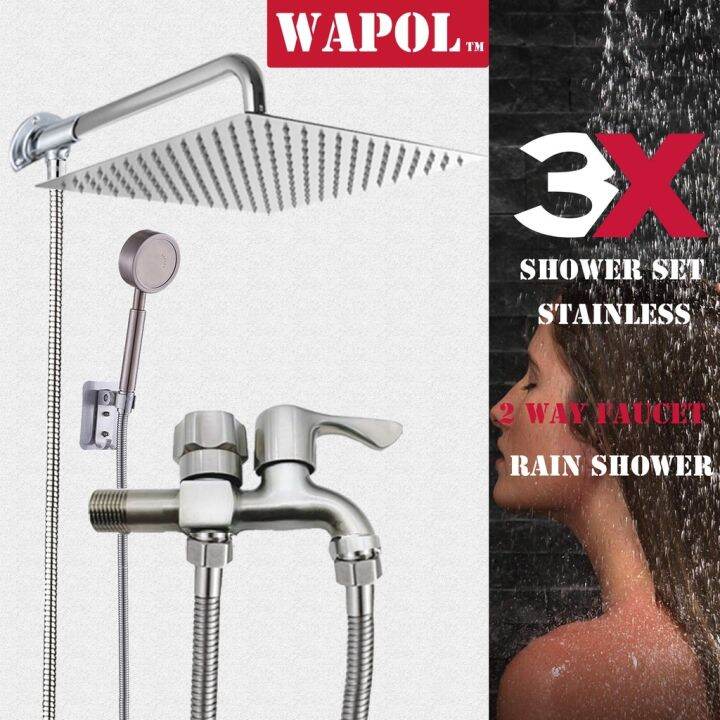 WAPOL COD rain shower set stainless bathroom 2 way faucet base rod ...