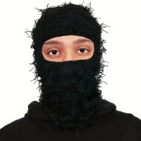 【YD】 Balaclava Distressed Knitted Face Ski Hip Hop Windproof Neck Warmer Color   Men