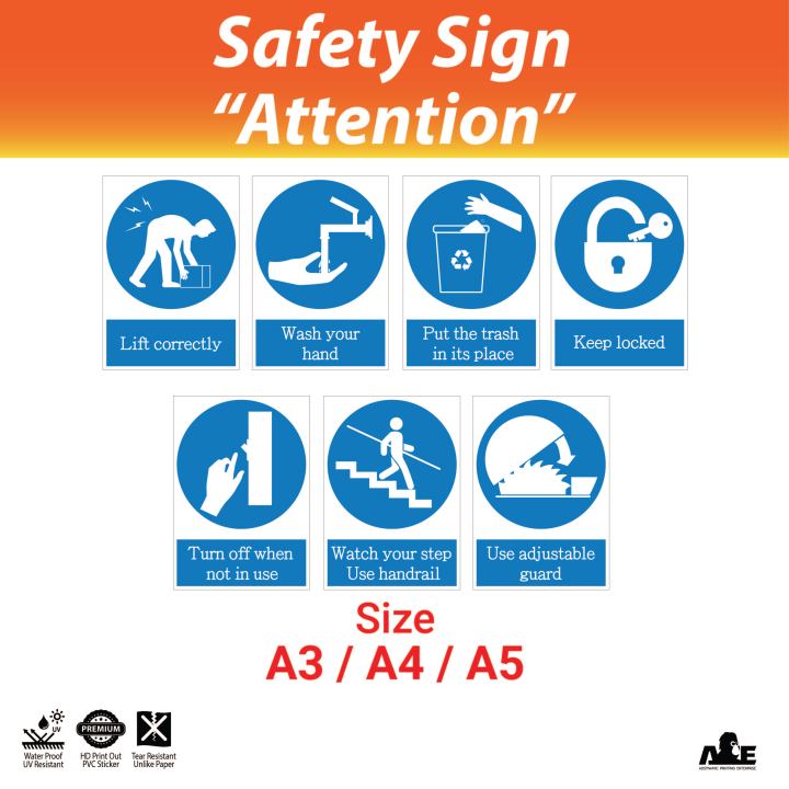 (STICKER +ACP Sign) Attention Safety Sign | 安全提示板 | Perhatian Tanda ...