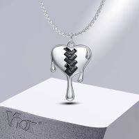 Vnox New Trendy Heart Necklaces for Women Men Liquid Style Love Pendant Collar Wedding Engagement Anniversary Gifts Jewelry