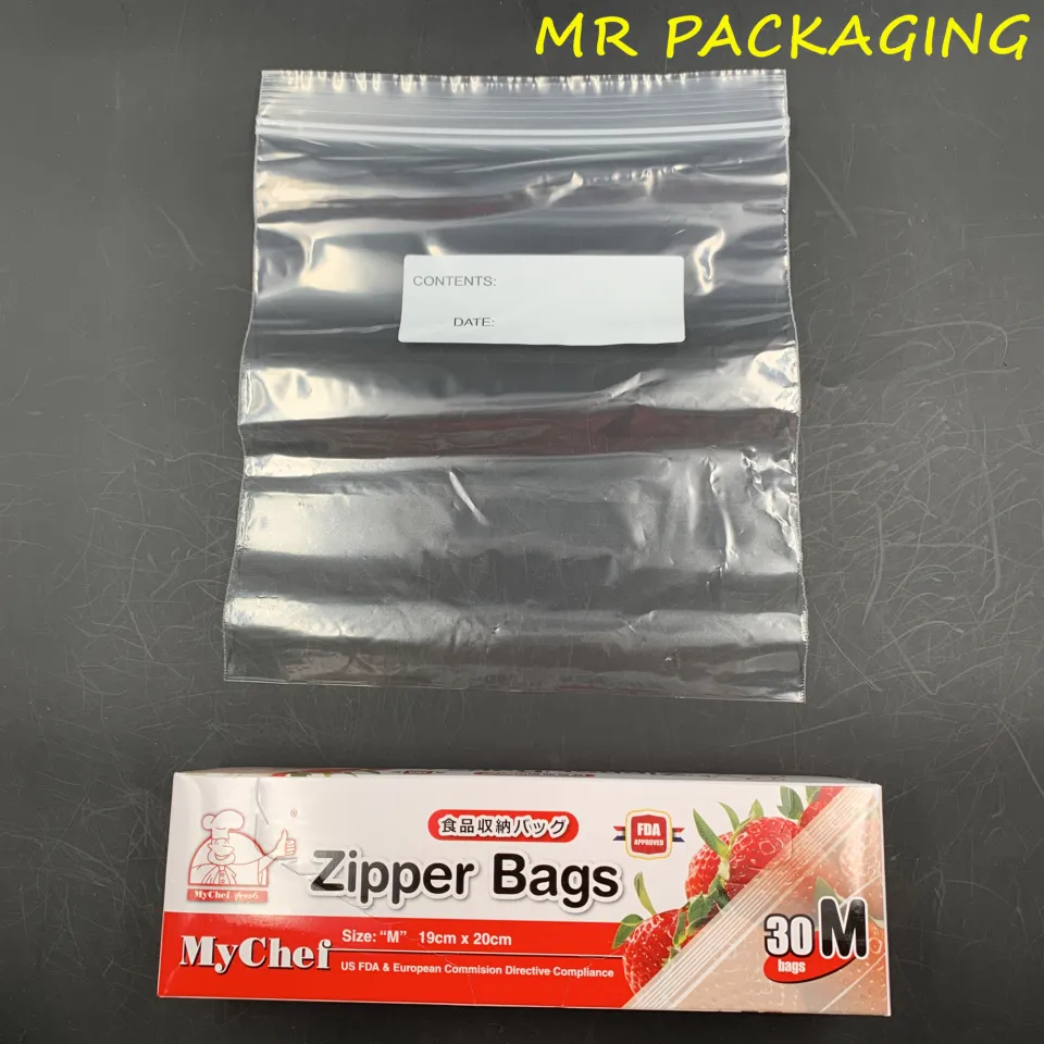 Zipper Bag ( M ) 19cm x 20cm ( 30pcs ) - Zip Lock Plastic Bag Clear Ziplock  Beg - Thick - My Chef