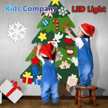 4 Ft Led Felt Christmas Tree DIY Felt Christmas Kits with Ornaments and  light