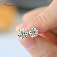 Smyoue 6mm Single 0.20.30.50.81 Carat Real Moissanite Small Stud Earrings For Women 925 Sterling Silver Jewelry Gift D Color