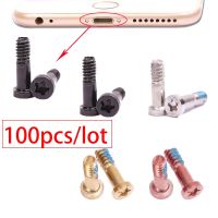 สกรูฝาหลัง 100pcs / lot สําหรับ iPhone 5 5S 6 6S 7 8 Plus X Bottom Dock Connector สกรูเพนทาโลบห้าดาว