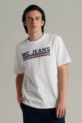 Mc JEANS เสื้อยืดแขนสั้นผู้ชาย สีขาว MTSZA79