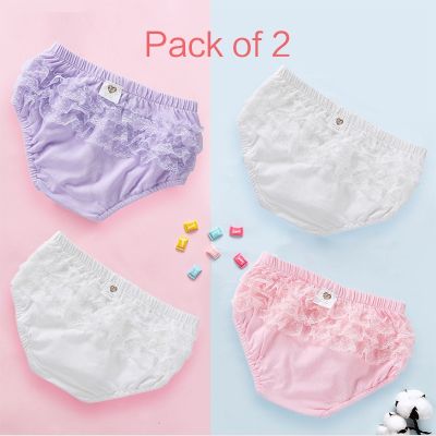 Baby Girls Cotton Ruffle Lace Shorts Infant Diaper Cover Bloomers Solid White Underwear Briefs Pink Panties Frill Knickers3-6