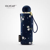 GA OLYCAT Ouli cat floral fresh UV protection five-fold umbrella dual-use vinyl sun protective parasol