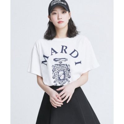 [Mardi Mercredi] เสื้อยืดแฟชั่น สไตล์เกาหลี ลาย Kim Go-eun BIJOU MARDI_IVORY NAVY