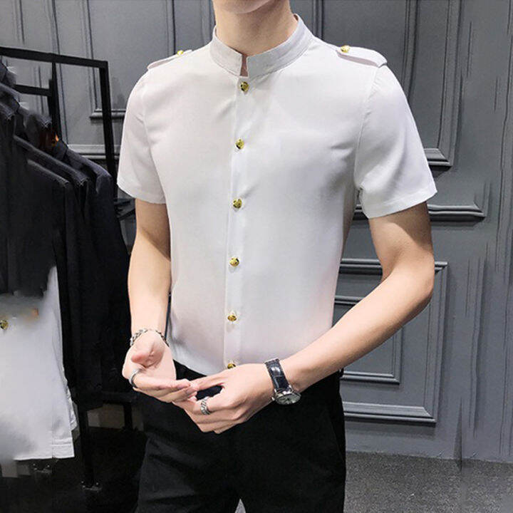 Áo sơ mi linen cổ đức ngắn tay kẻ sọc đứng NU7065 kamakavn #48 Áo sơ mi linen cổ đức ngắn tay kẻ sọc đứng NU7065 kamakavn