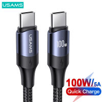 USAMS PD 100W Fast Charging Data Cable สำหรับ Air Pro Type C สายถักสำหรับ Xiaomi Samsung Hornor