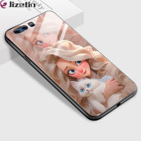 Jizetin เคสใส่โทรศัพท์แก้วสำหรับ Huawei P8 Lite P10บวกกันกระแทก3D รอยยิ้มชุดเจ้าหญิงกระจกเทมเปอร์ฝาครอบที่อยู่อาศัย