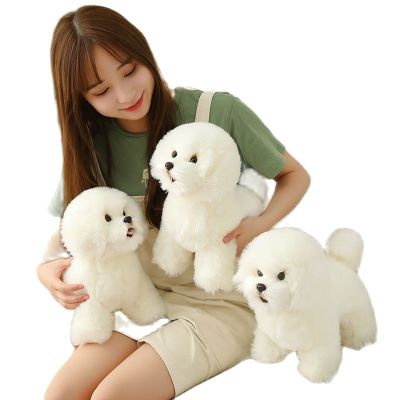 สุนัขผ้านวม Bichon การจำลองคุณภาพสูงตุ๊กตาของเล่นยัดไส้เกาหลีเหมือนจริงของเล่นลูกสุนัขสุนัขปอมเมอเรเนียนการตกแต่งบ้านเด็กวันเกิด